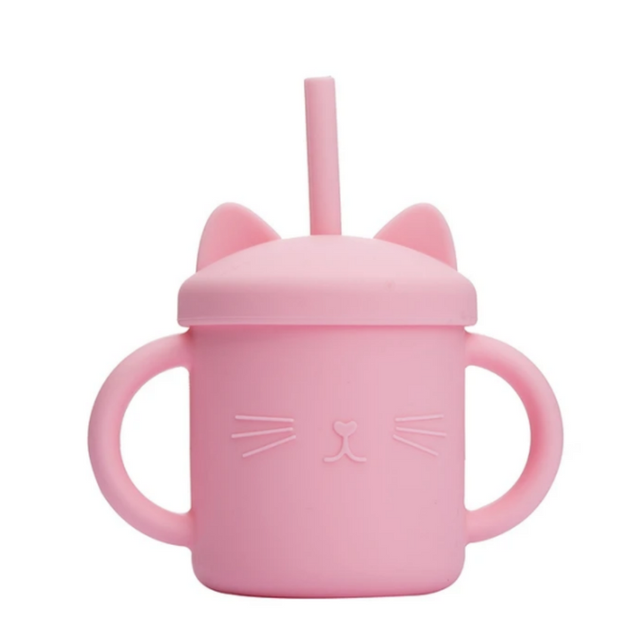 Vaso Entrenamiento Gatito Silicona + Pajita