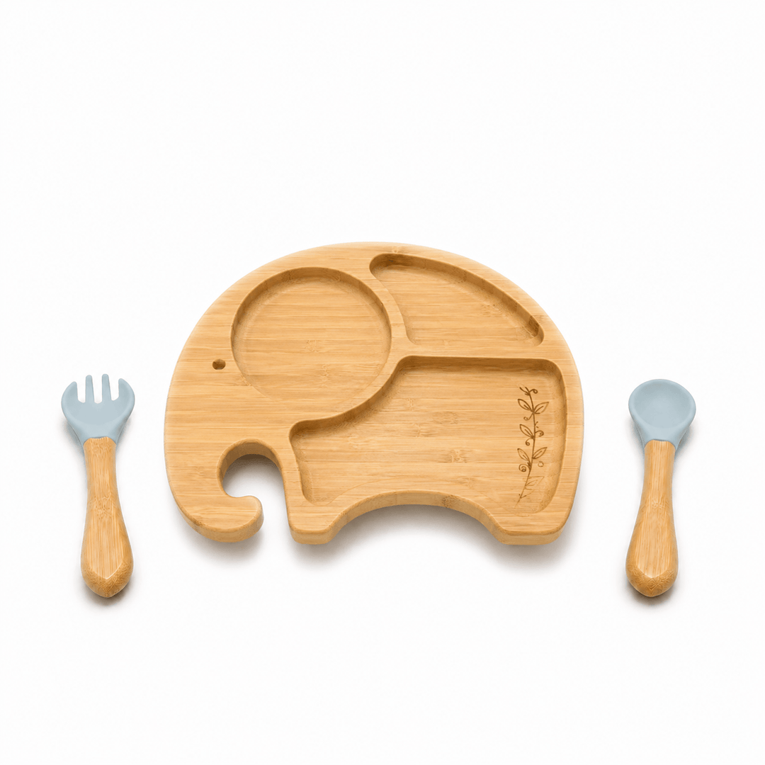 Baby Elephant Bamboo Suction Plate Set