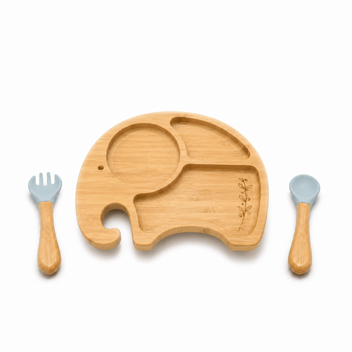 Baby Elephant Bamboo Suction Plate Set
