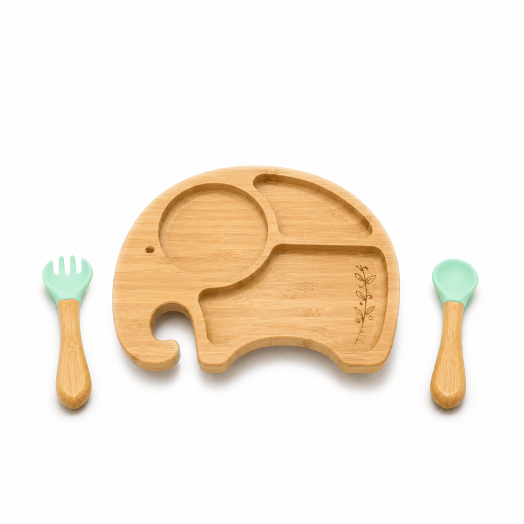 Baby Elephant Bamboo Suction Plate Set