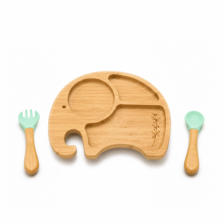 Baby Elephant Bamboo Suction Plate Set