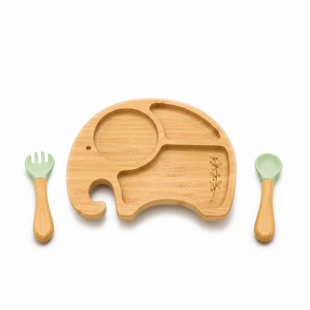 Baby Elephant Bamboo Suction Plate Set