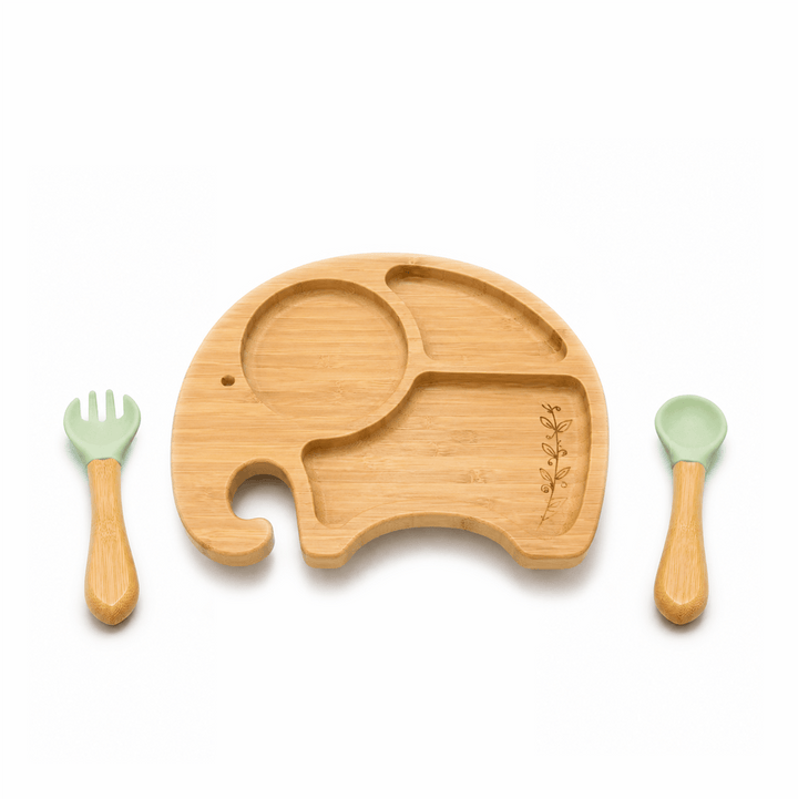 Baby Elephant Bamboo Suction Plate Set
