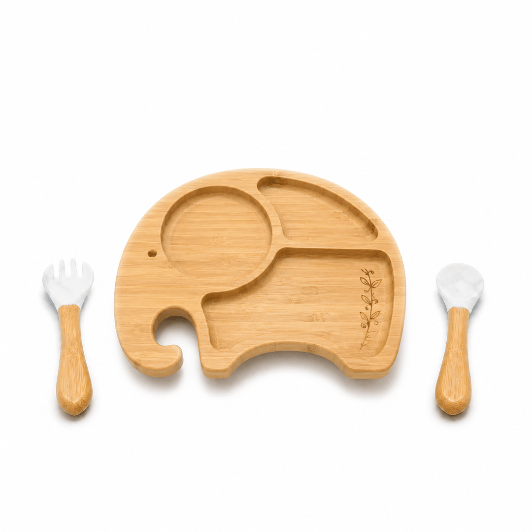 Baby Elephant Bamboo Suction Plate Set