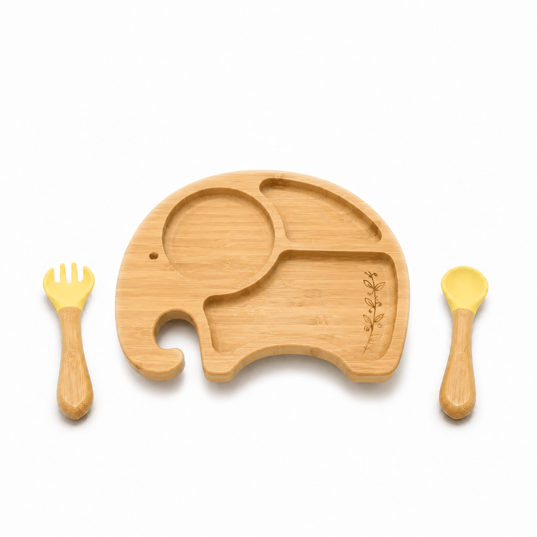 Baby Elephant Bamboo Suction Plate Set