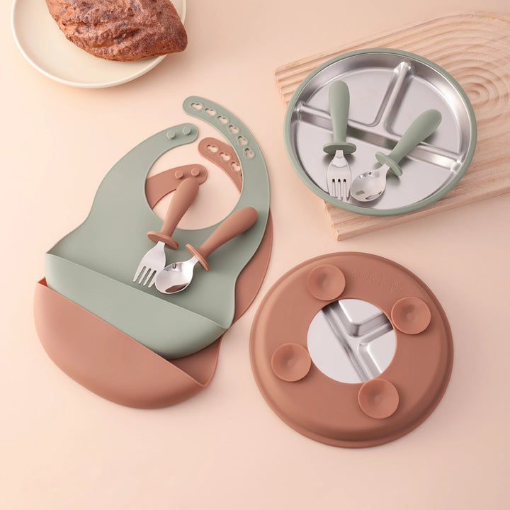 Classic Stainless Steel Suction Plate Set