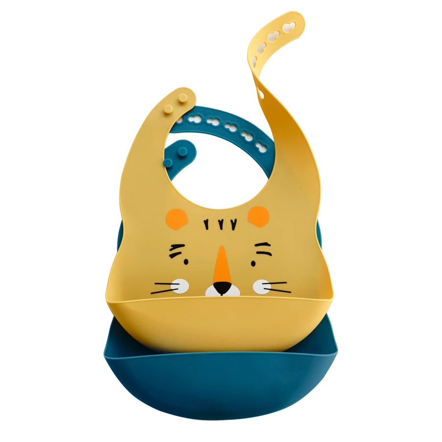 Tiny Zoo 2-Piece Silicone Bib Set