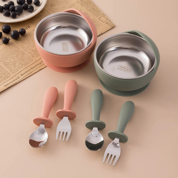 Duo Stainless Steel Suction Bowl Set