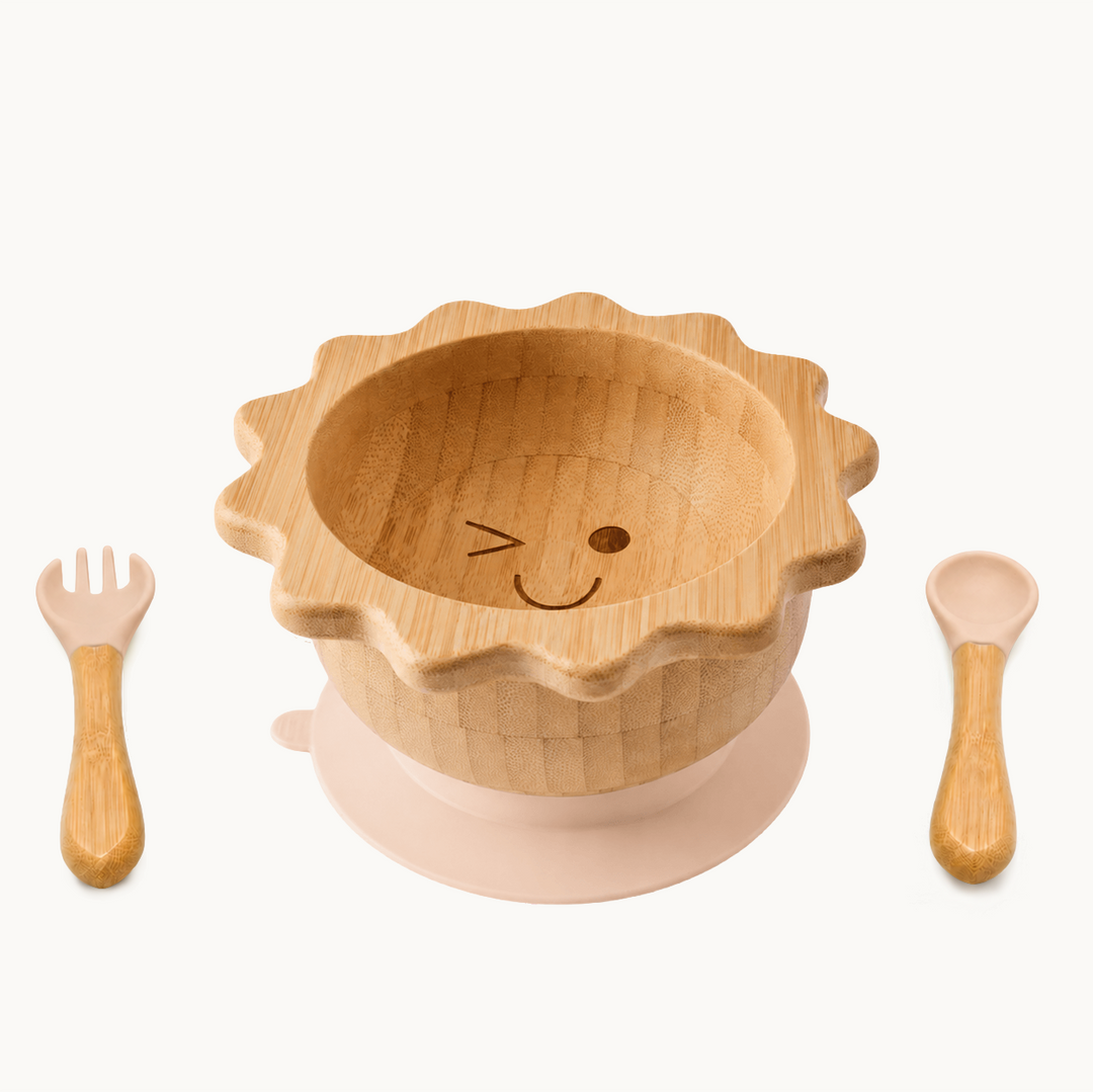 Conjunto de tigela de sucção de bambu girassol
