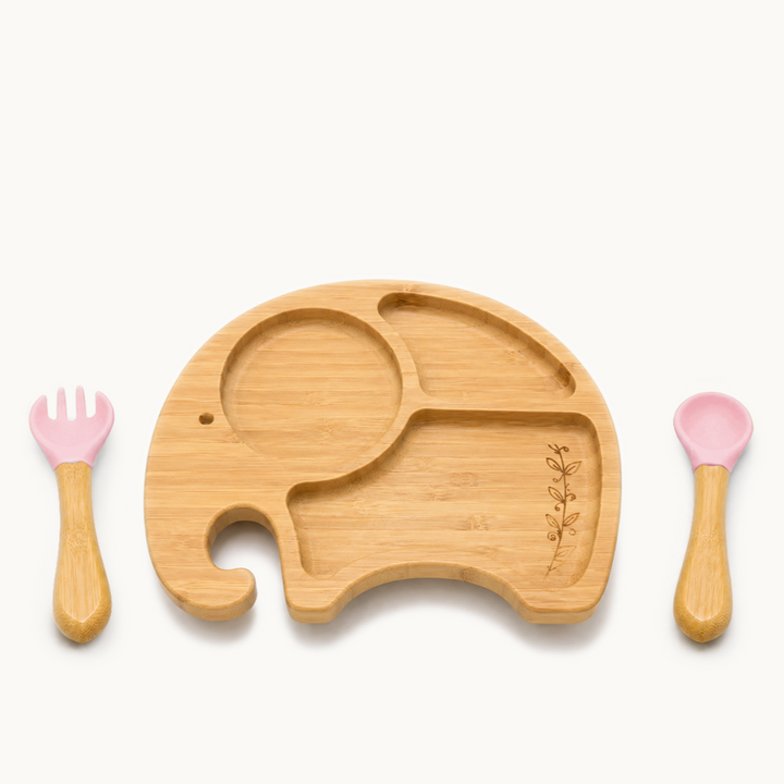 Baby Elephant Bamboo Suction Plate Set