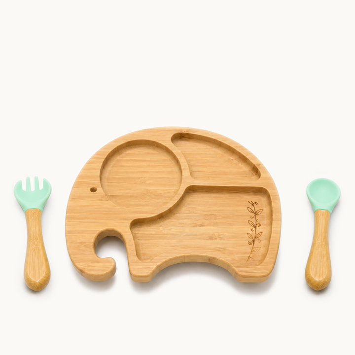 Baby Elephant Bamboo Suction Plate Set
