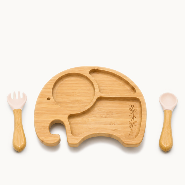 Baby Elephant Bamboo Suction Plate Set
