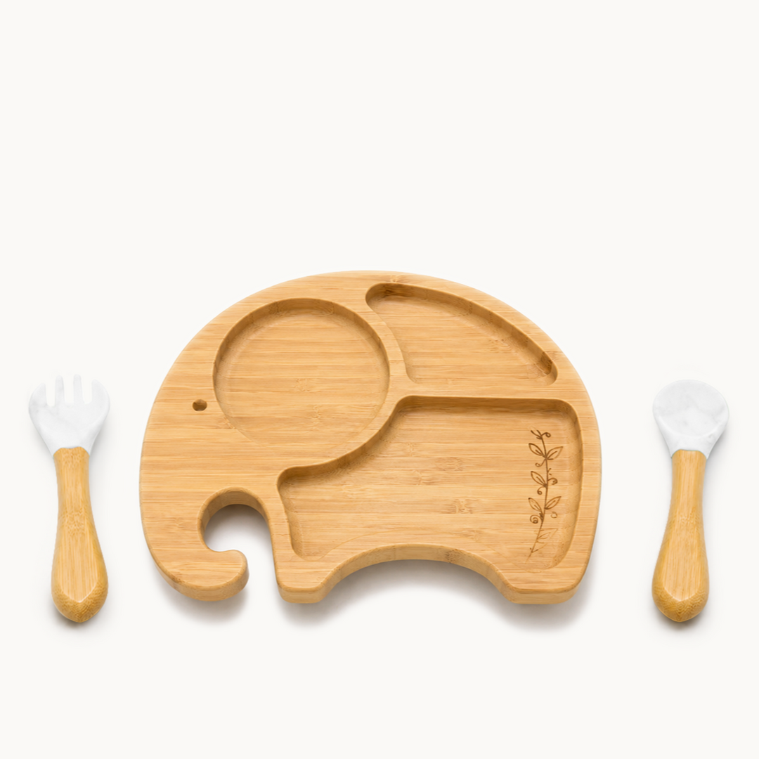 Baby Elephant Bamboo Suction Plate Set