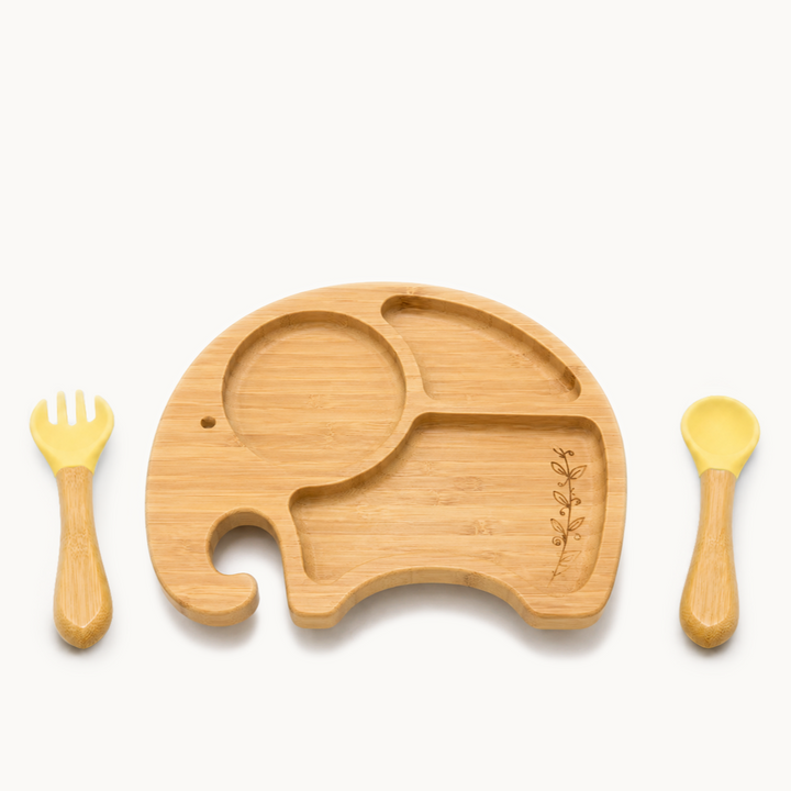 Baby Elephant Bamboo Suction Plate Set
