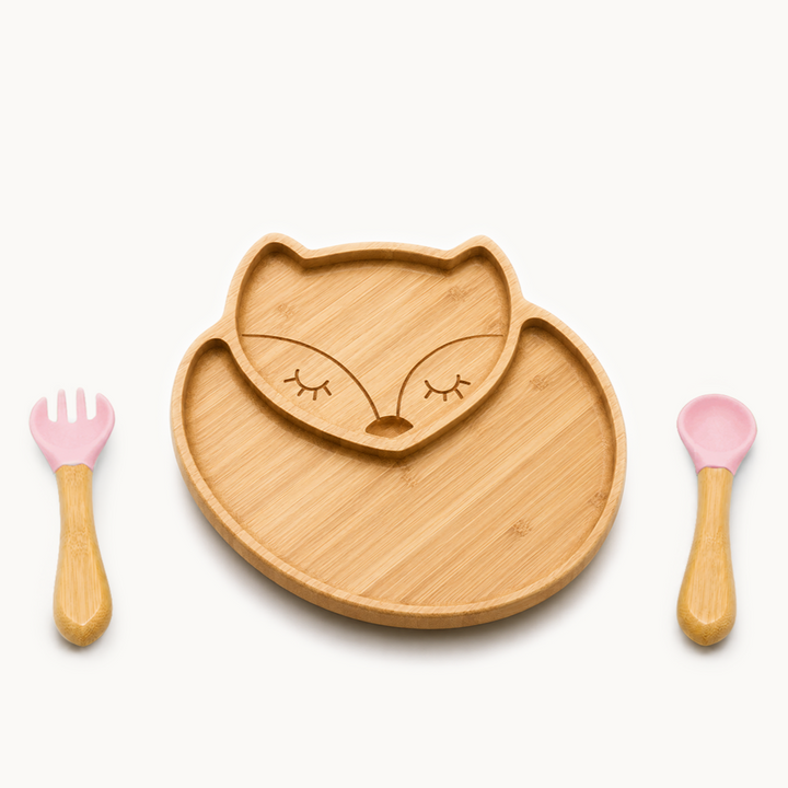 Fox Cub Bamboo Suction Plate Set