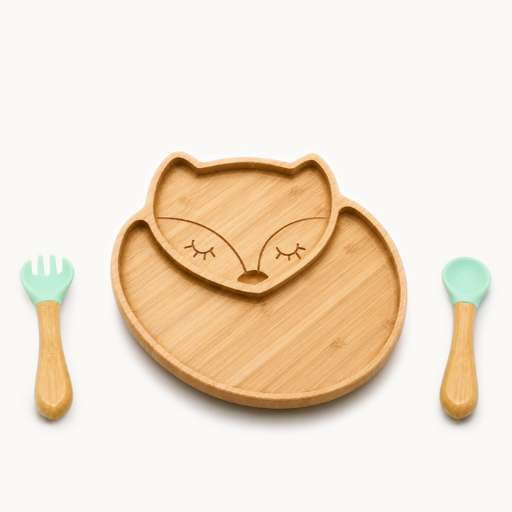 Fox Cub Bamboo Suction Plate Set