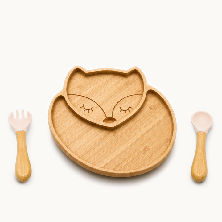 Fox Cub Bamboo Suction Plate Set