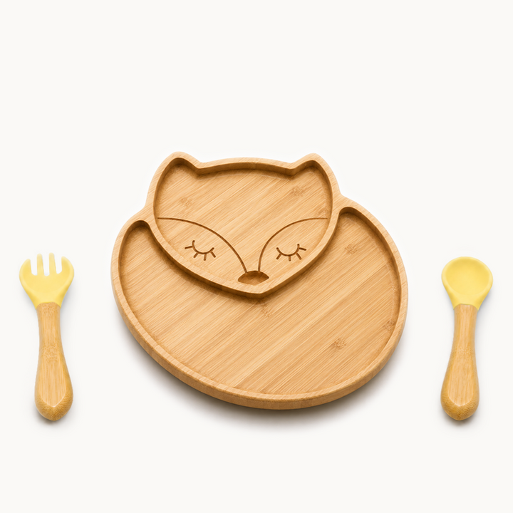 Fox Cub Bamboo Suction Plate Set