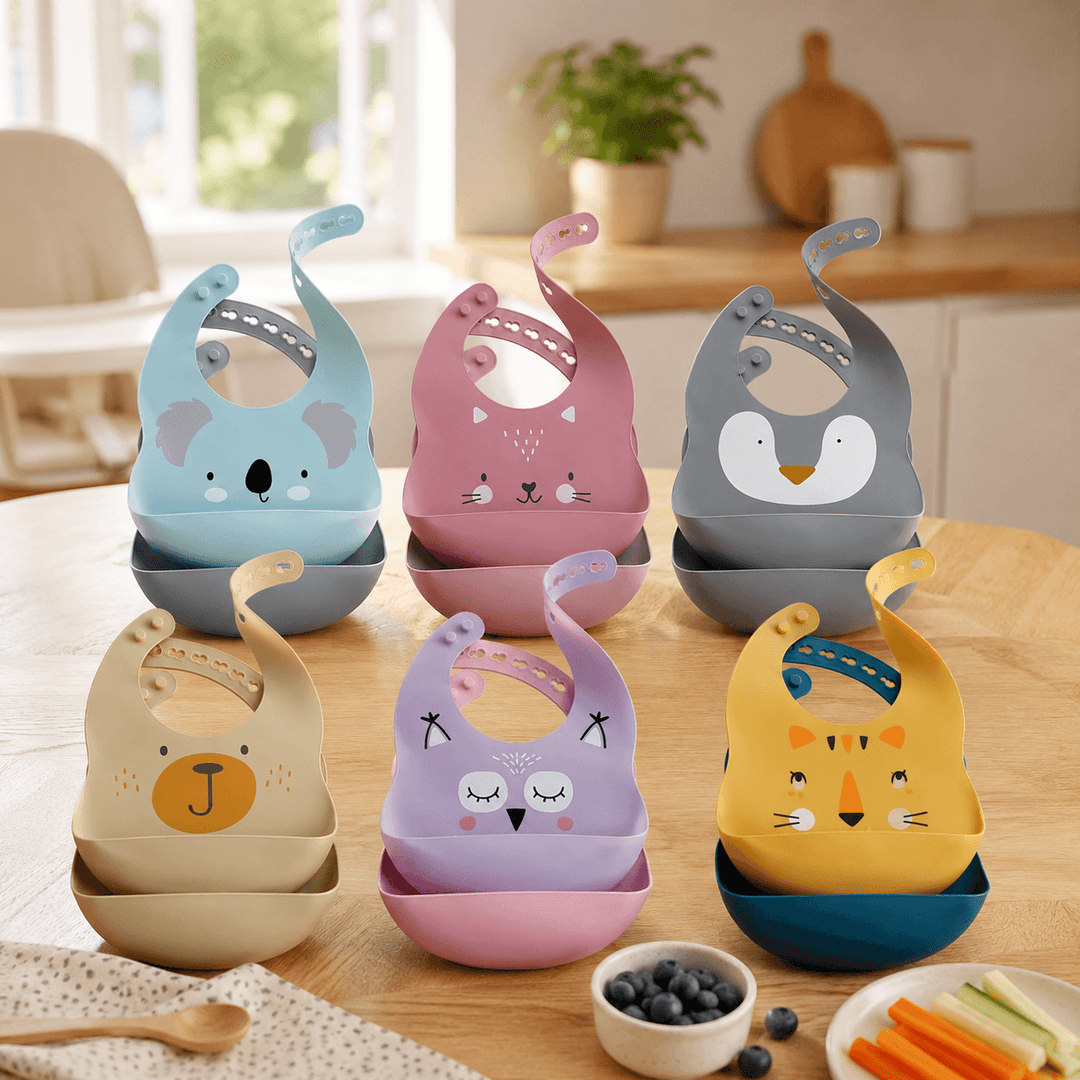 Tiny Zoo 2-Piece Silicone Bib Set