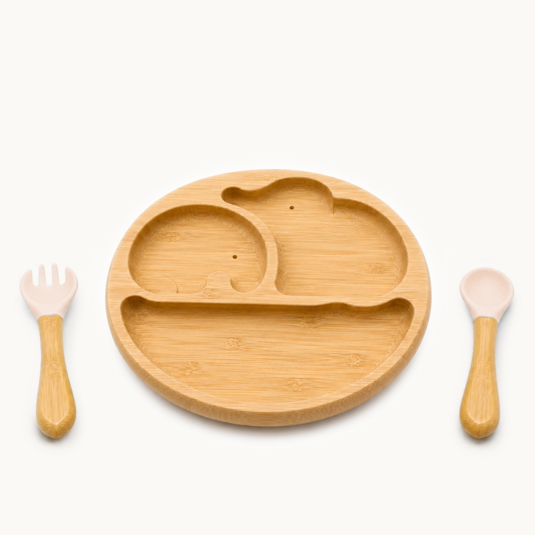 Conjunto de placa de sucção de bambu de dois elefantes