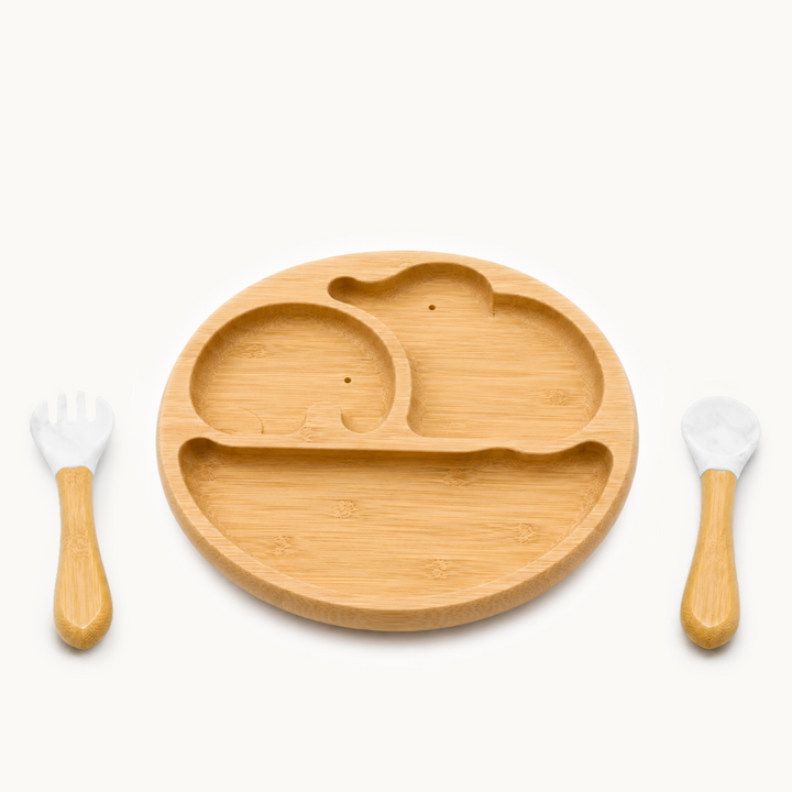 Conjunto de placa de sucção de bambu de dois elefantes