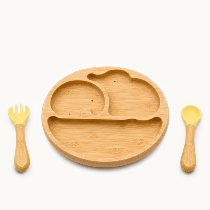 Conjunto de placa de sucção de bambu de dois elefantes