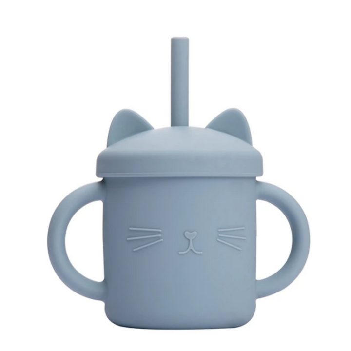 Vaso Entrenamiento Gatito Silicona + Pajita