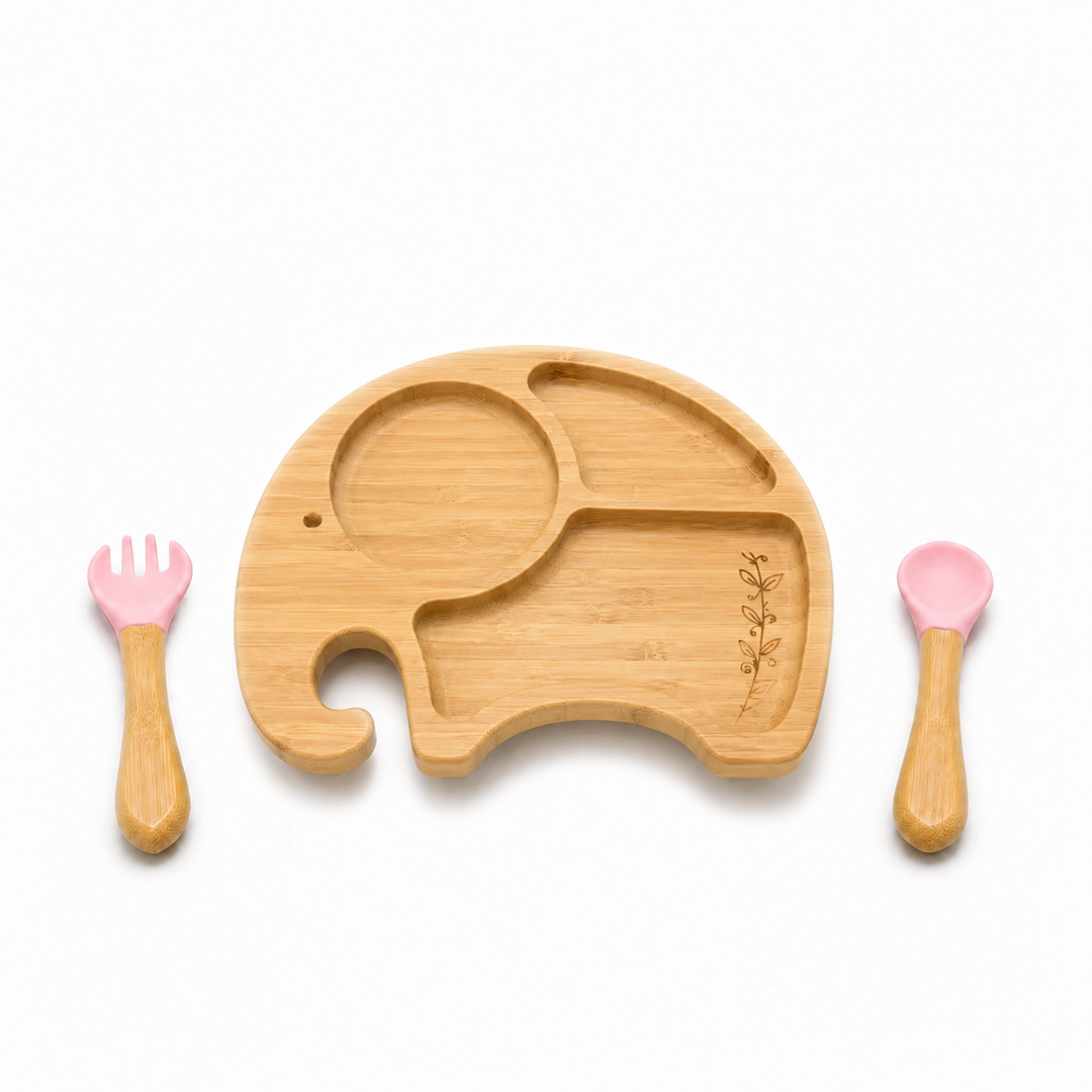 Baby Elephant Bamboo Suction Plate Set