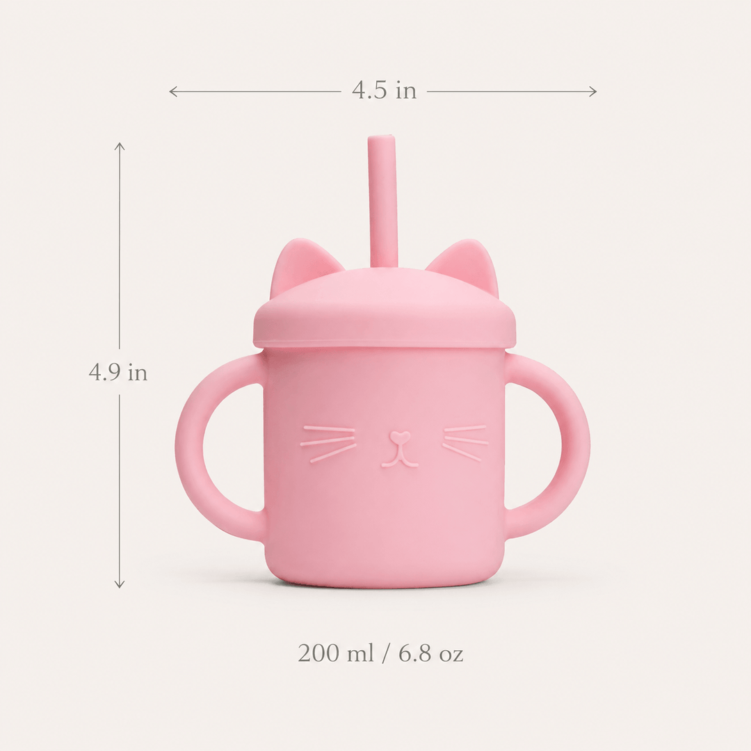 Vaso Entrenamiento Gatito Silicona + Pajita