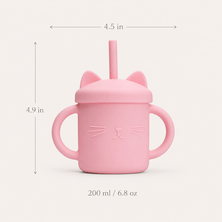 Vaso Entrenamiento Gatito Silicona + Pajita