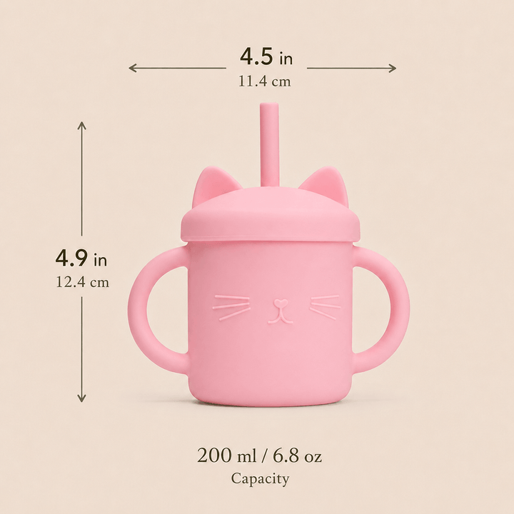Kitten Silicone Straw Training Cup