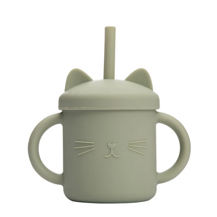 Vaso Entrenamiento Gatito Silicona + Pajita