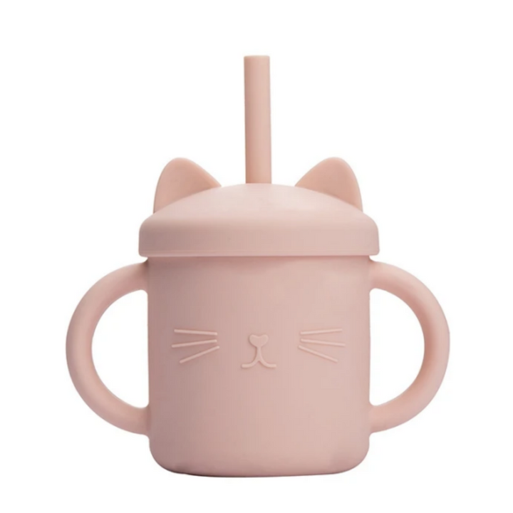 Vaso Entrenamiento Gatito Silicona + Pajita