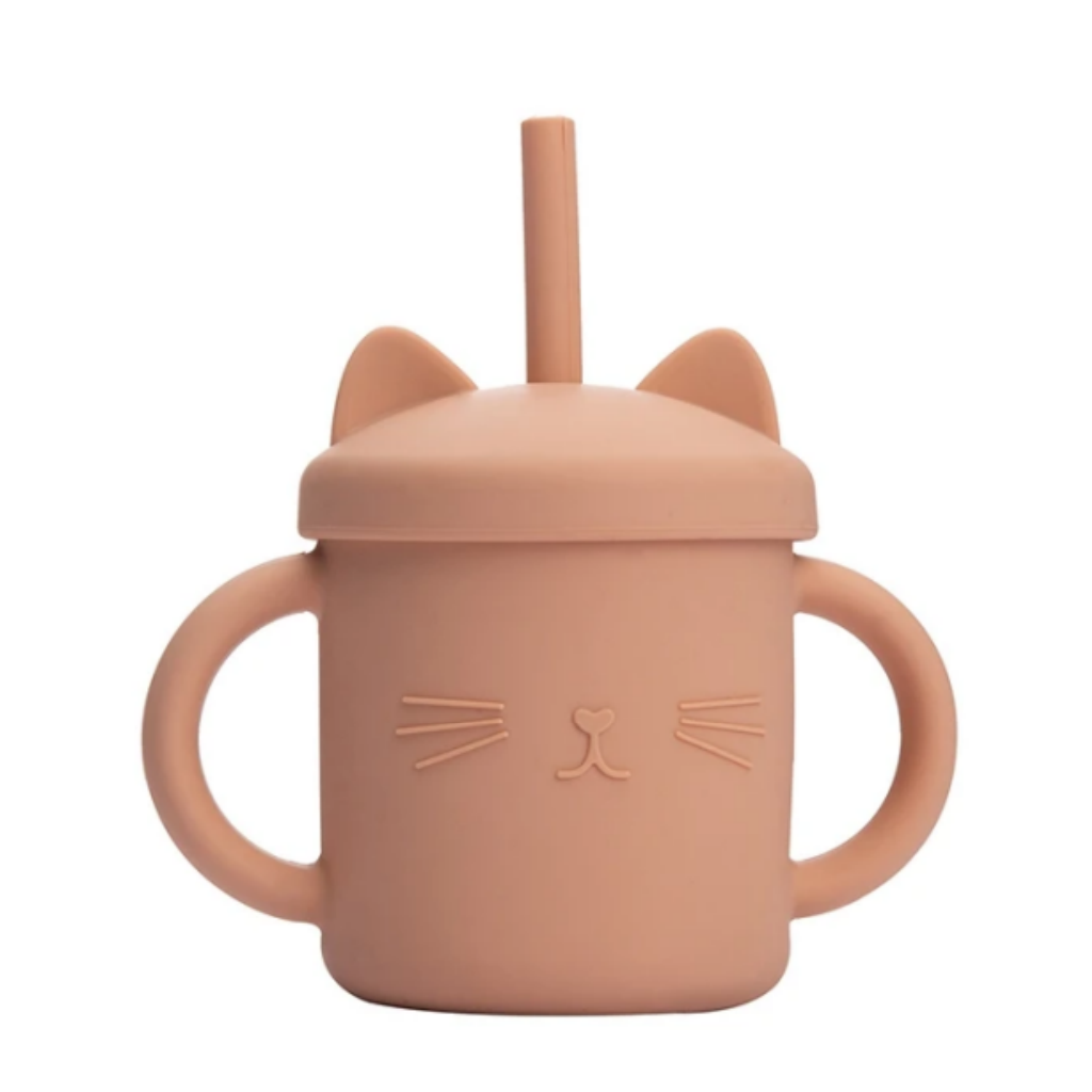 Vaso Entrenamiento Gatito Silicona + Pajita